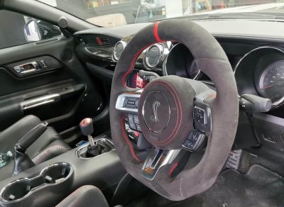 Custom design steering wheel- By Eximius. Alcantara leather - extra fat padding.